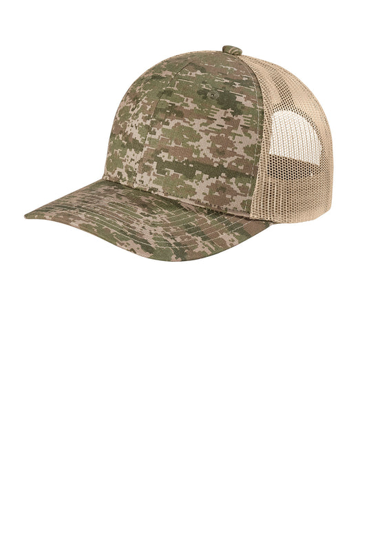 Port Authority  Digi Camo Snapback Trucker Cap C404 - Olive Drab Green Digi/ Coyote Brown