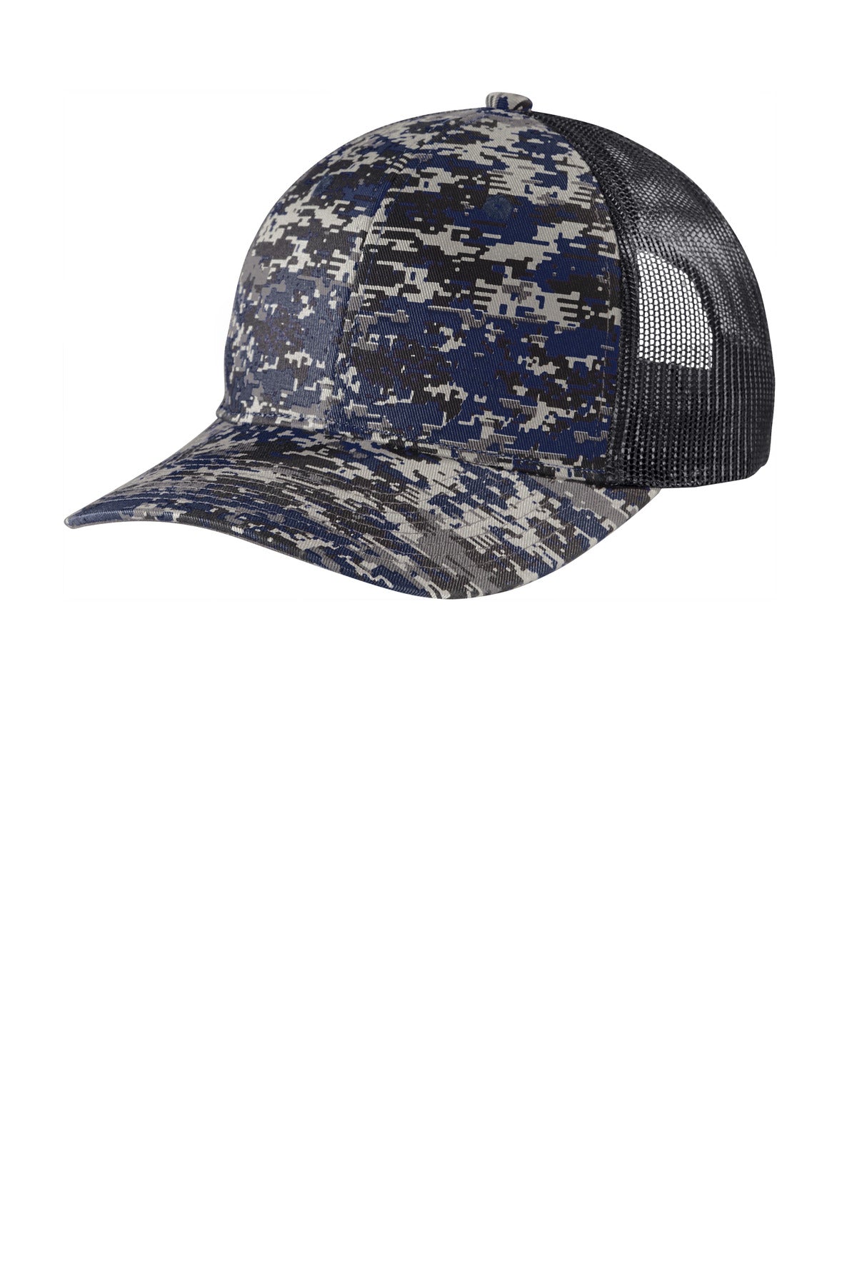 Port Authority  Digi Camo Snapback Trucker Cap C404 - Rich Navy Digi/ Grey Steel