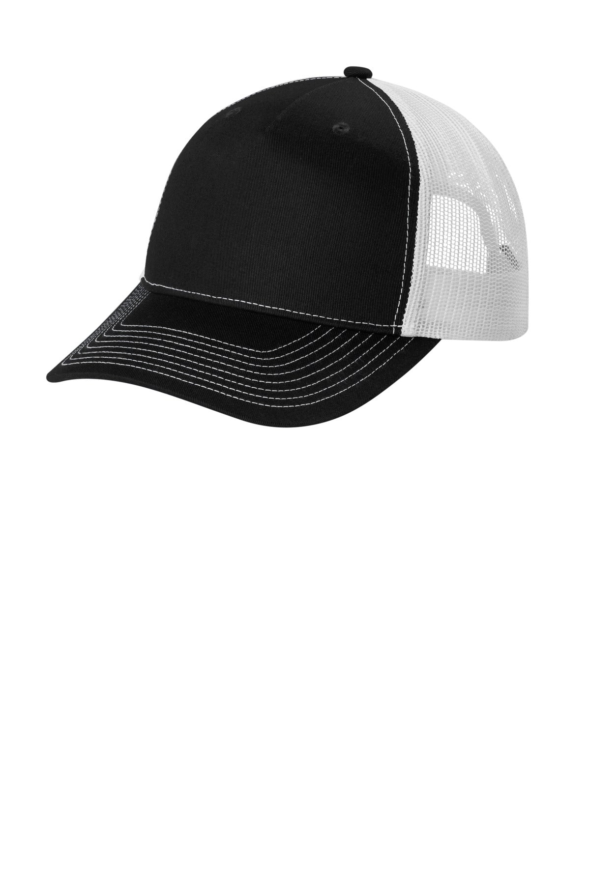 Port Authority Snapback Five-Panel Trucker Cap C405 - Black/ White