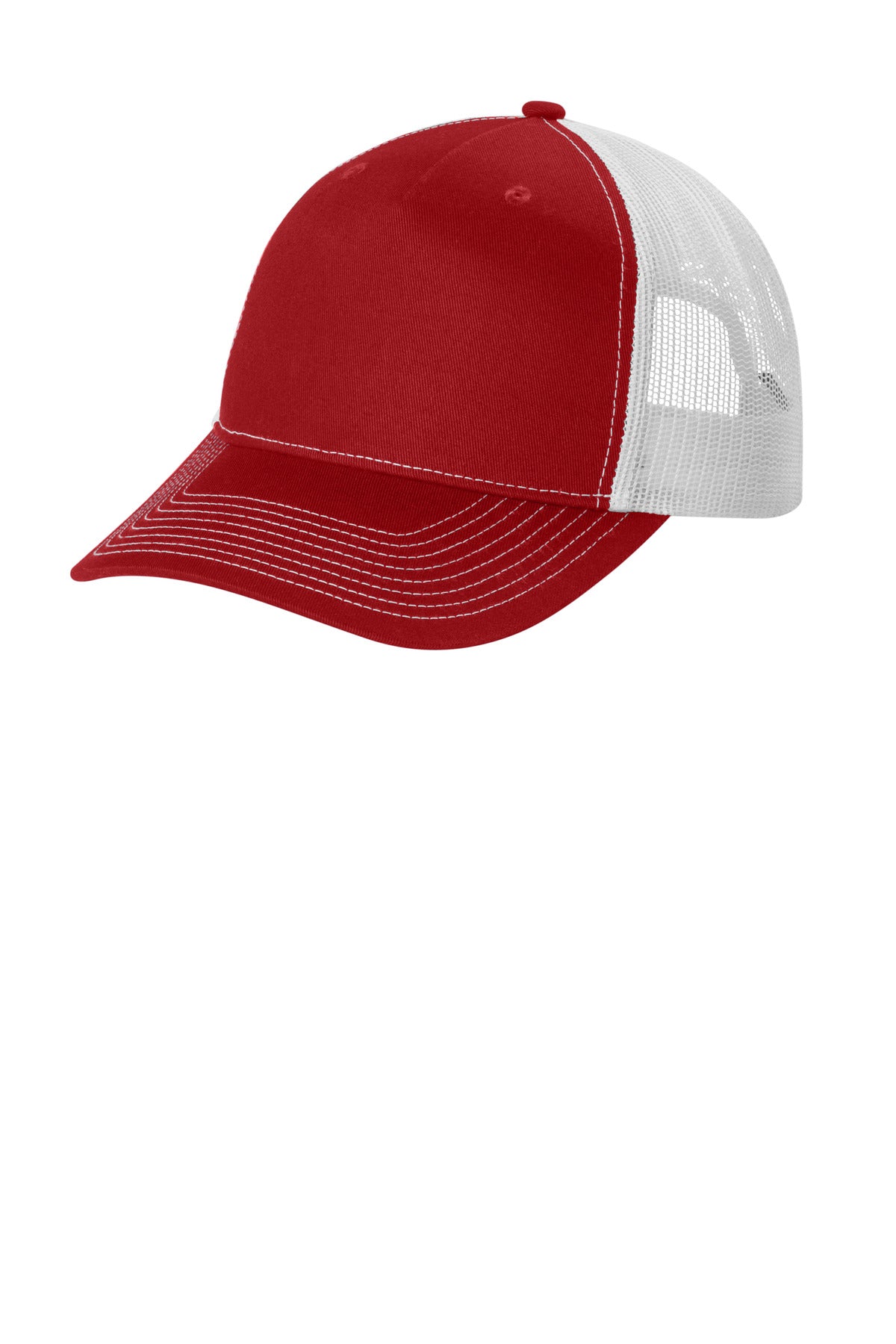 Port Authority Snapback Five-Panel Trucker Cap C405 - Flame Red/ White