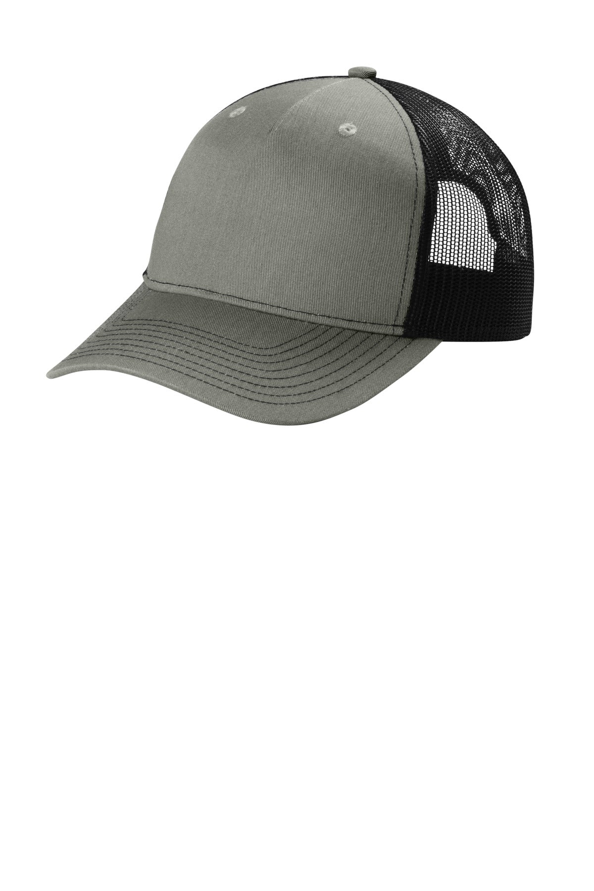 Port Authority Snapback Five-Panel Trucker Cap C405 - Heather Grey/ Black