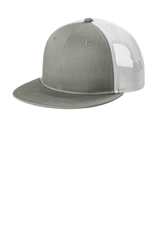 Port Authority Snapback Flat Bill Trucker Cap C407 - Heather Grey/ White