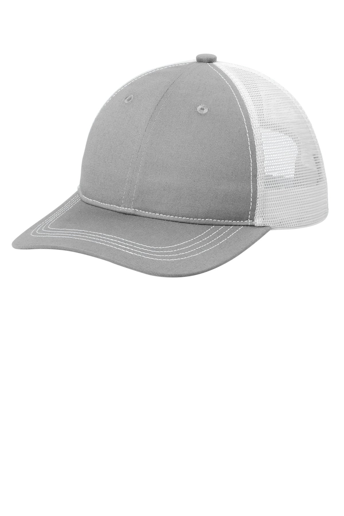 Port Authority Unstructured Snapback Trucker Cap C409 - Gusty Grey/ White