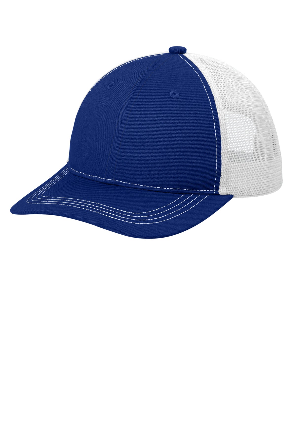 Port Authority Unstructured Snapback Trucker Cap C409 - Patriot Blue/ White