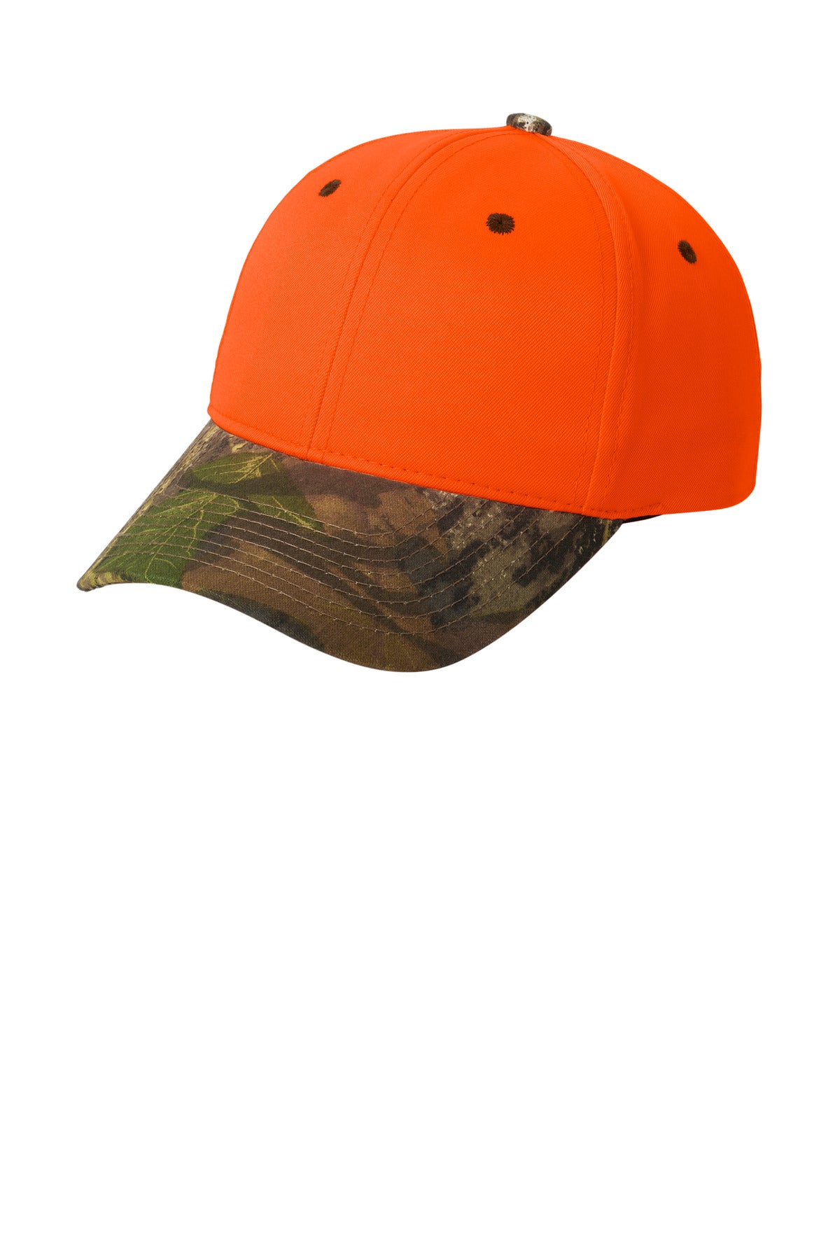 Port Authority Enhanced Visibility Cap with Camo Brim. C804 - Orange Blaze/ Mossy Oak New Break-Up