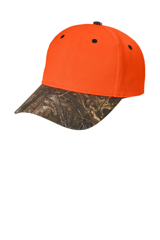 Port Authority Enhanced Visibility Cap with Camo Brim. C804 - Orange Blaze/ Realtree Xtra