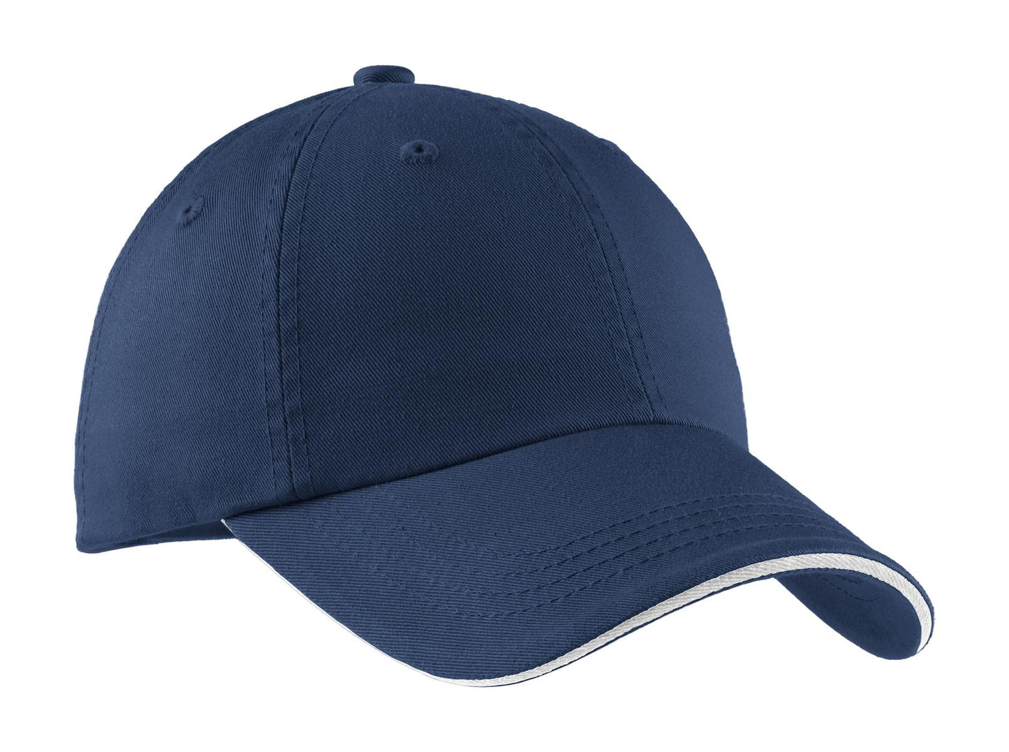 Port Authority Sandwich Bill Cap with Striped Closure.  C830 - Ensign Blue/ White