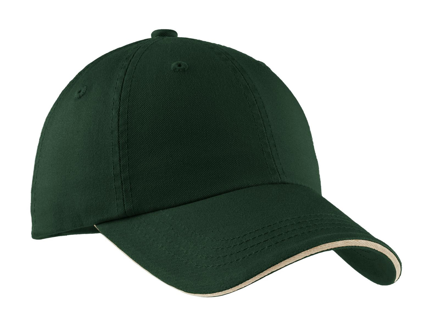 Port Authority Sandwich Bill Cap with Striped Closure.  C830 - Hunter/ Stone