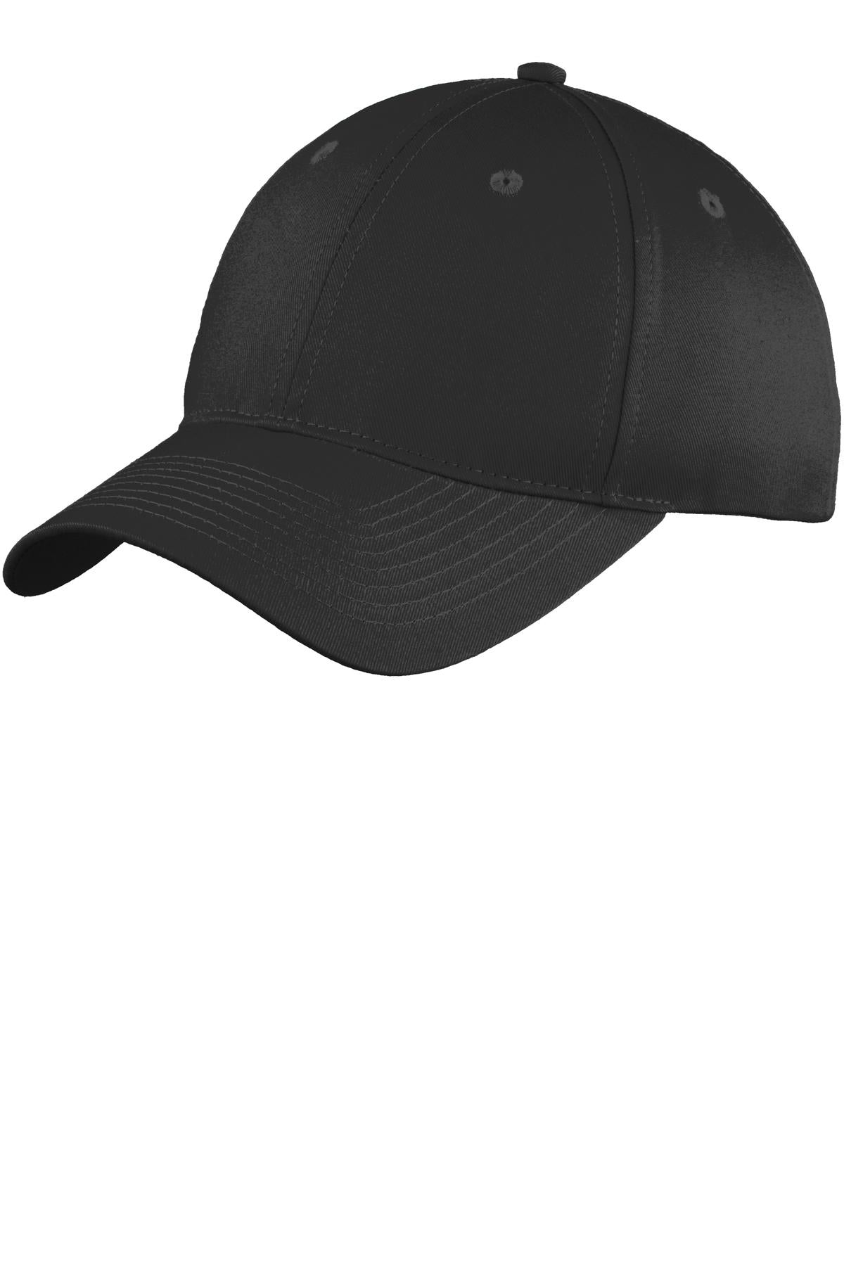 Port Authority Six-Panel Unstructured Twill Cap. C914 - Black