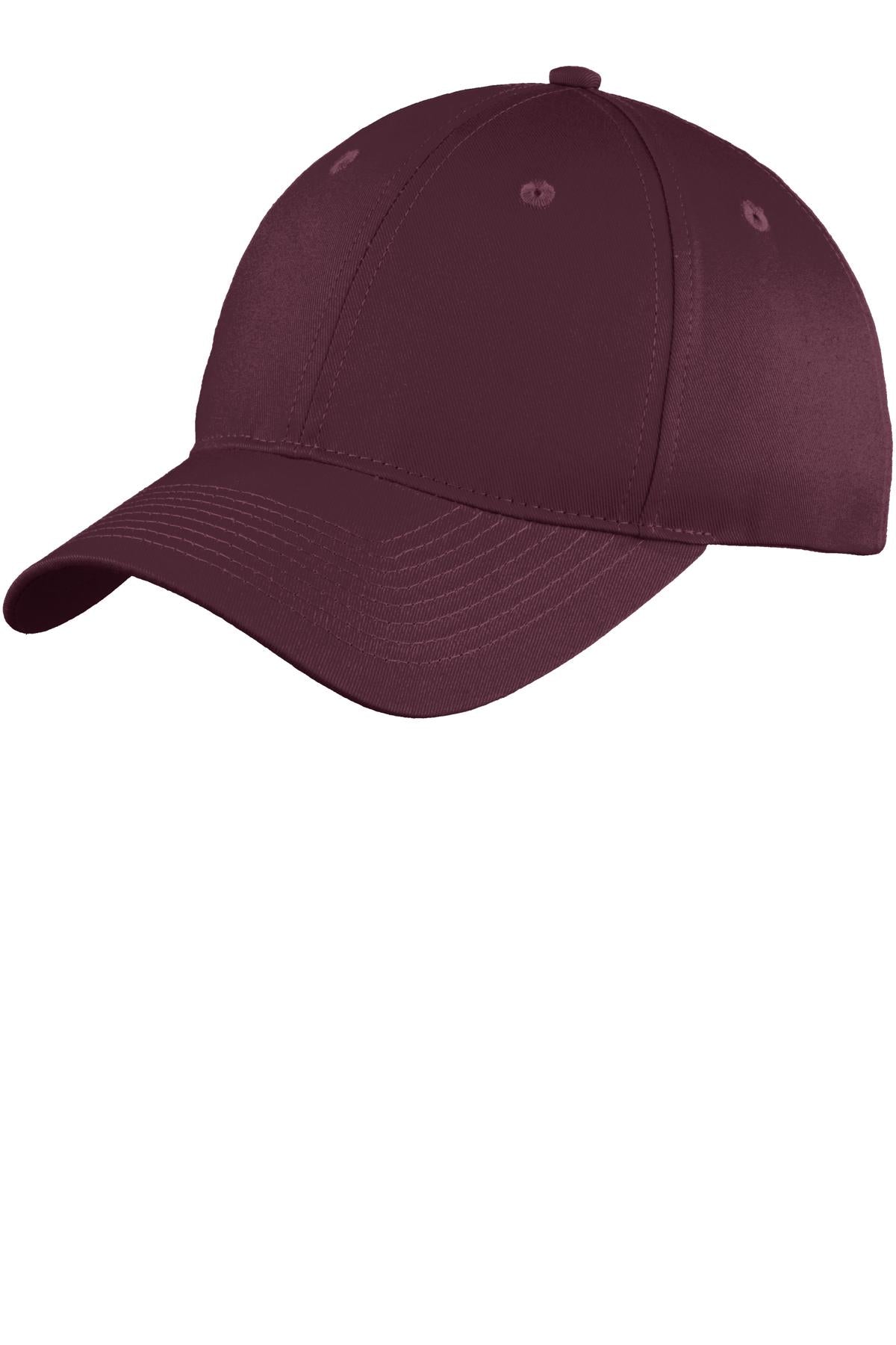 Port Authority Six-Panel Unstructured Twill Cap. C914 - Maroon