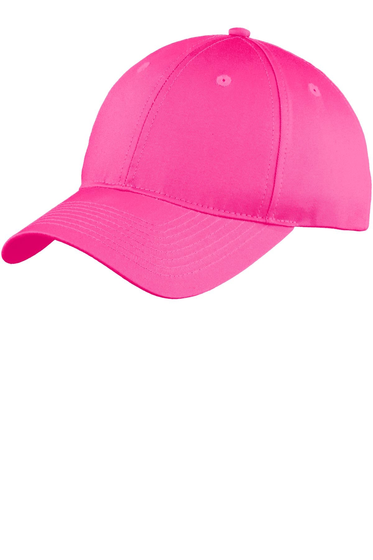 Port Authority Six-Panel Unstructured Twill Cap. C914 - Neon Pink
