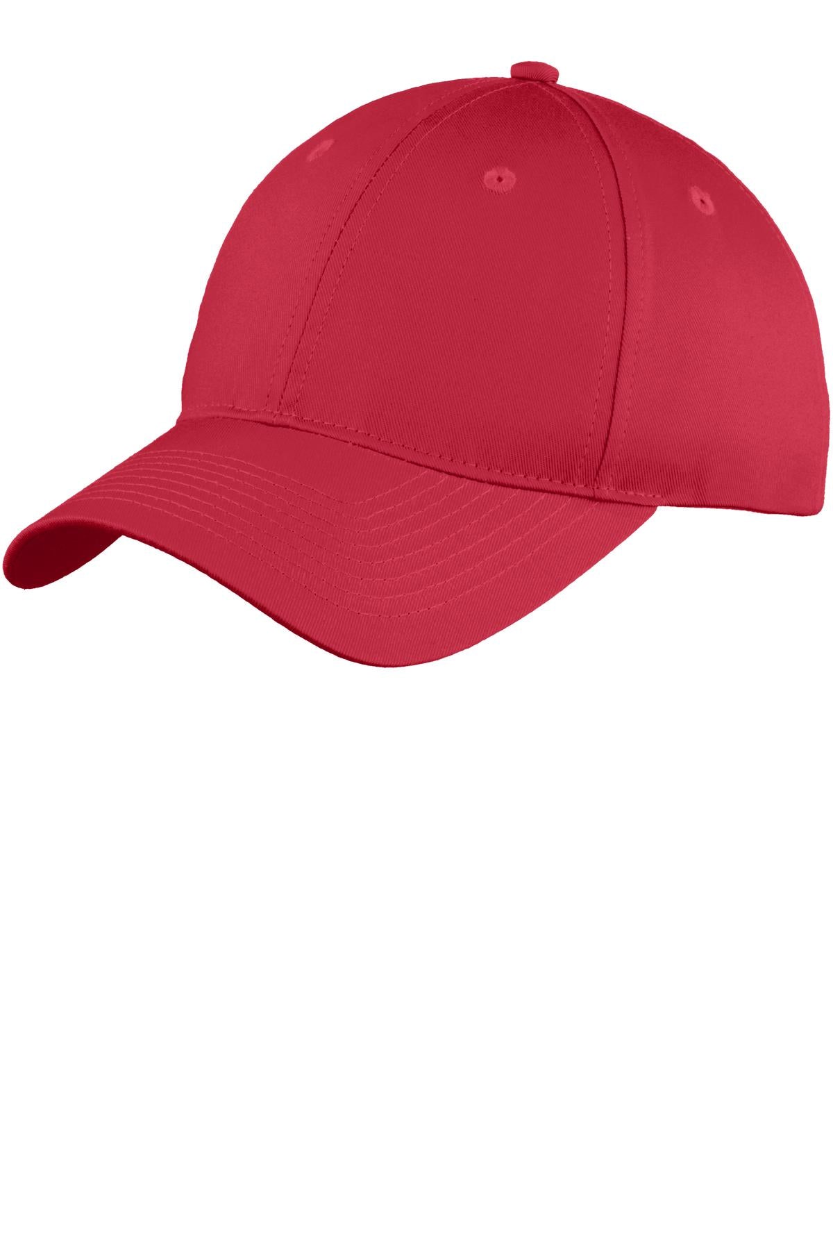 Port Authority Six-Panel Unstructured Twill Cap. C914 - Red