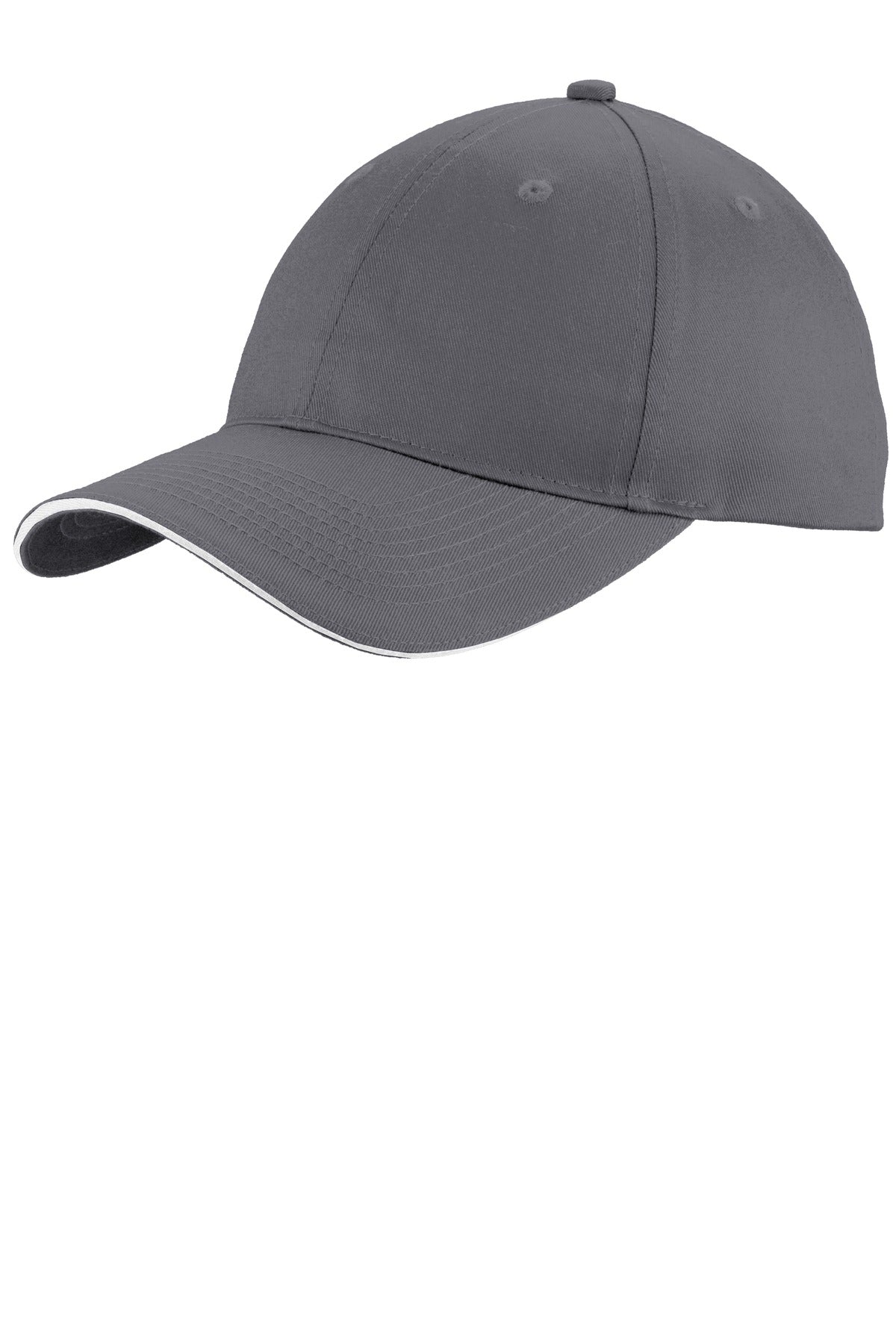 Port Authority Unstructured Sandwich Bill Cap. C919 - Charcoal/ White