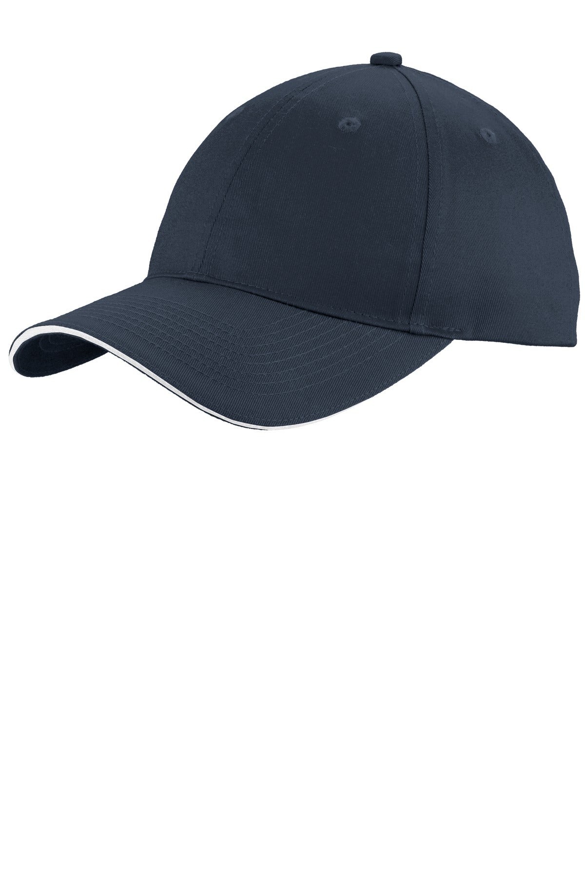 Port Authority Unstructured Sandwich Bill Cap. C919 - Navy/ White