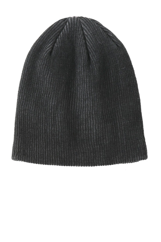 Port Authority Rib Knit Slouch Beanie. C935 - Black/ Iron Grey