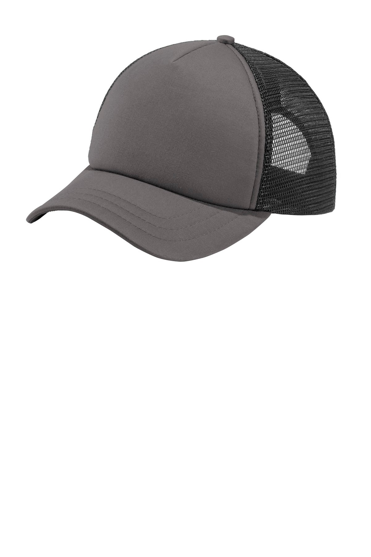 Port Authority  5-Panel Twill Foam Trucker Cap. C936 - Charcoal/ Black