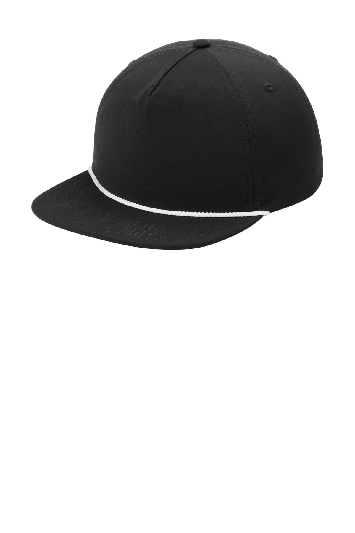 Port Authority 5-Panel Poly Rope Cap C981 - Black/ White