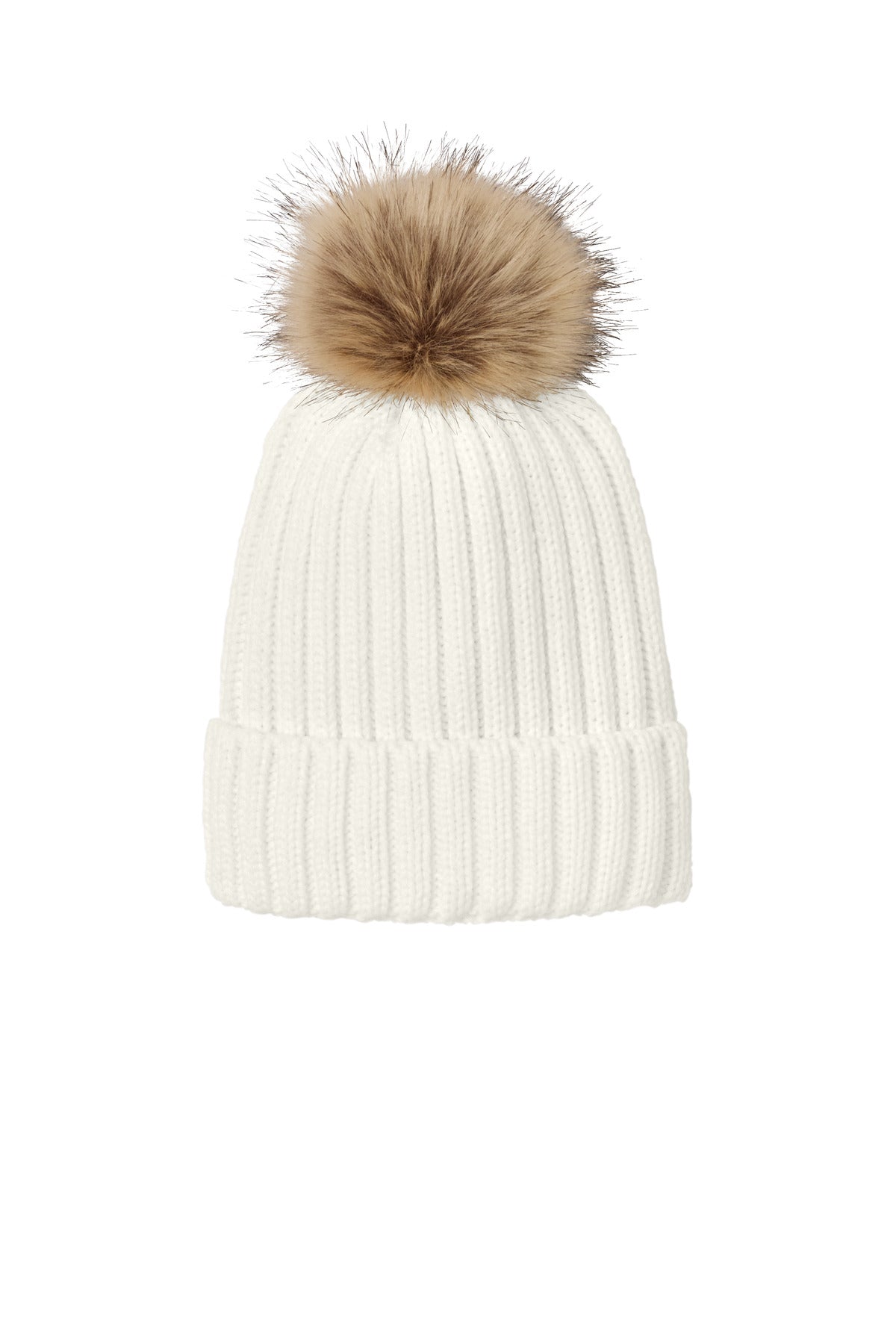 Port Authority Faux Fur Pom Beanie C990 - Marshmallow