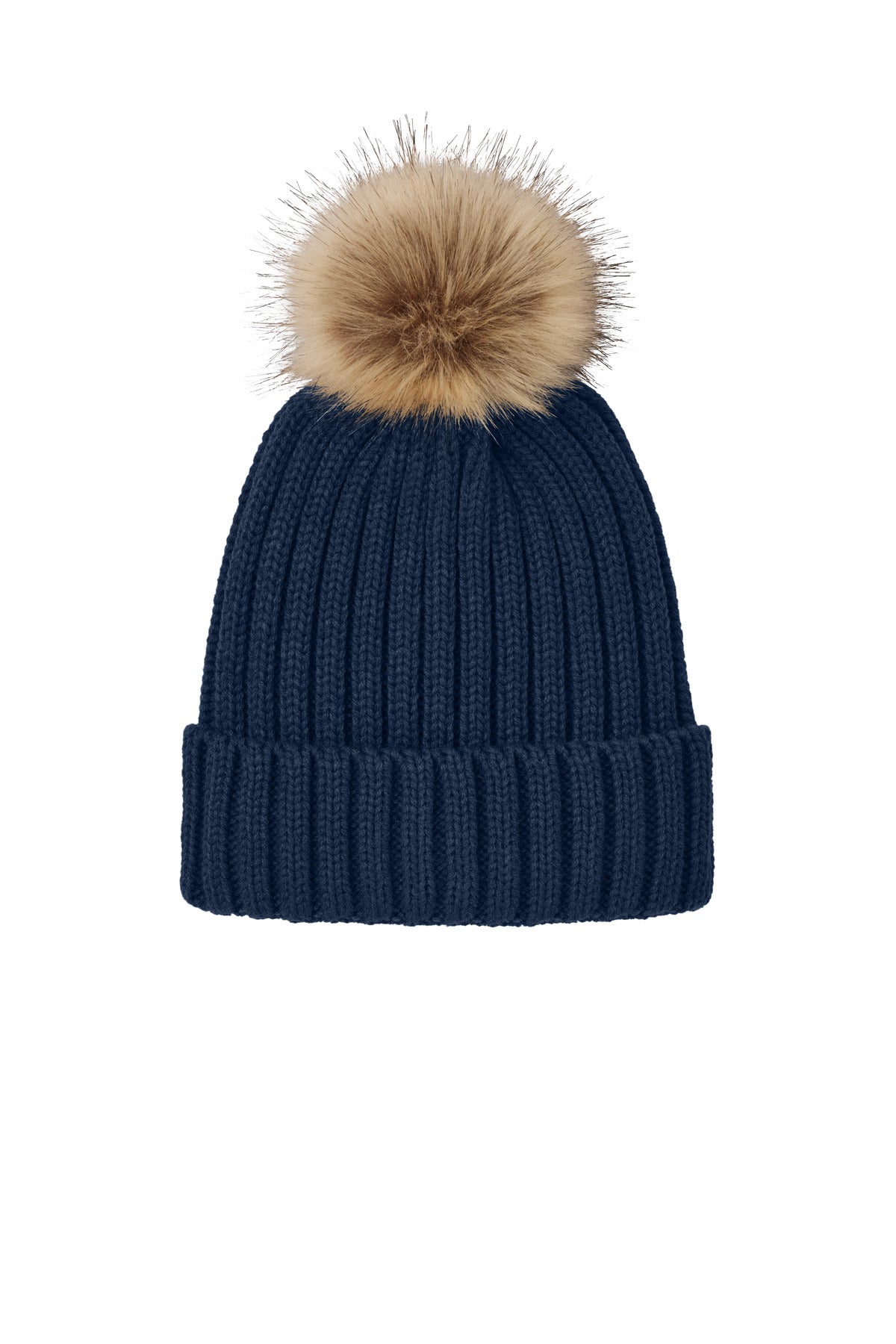 Port Authority Faux Fur Pom Beanie C990 - River Blue Navy