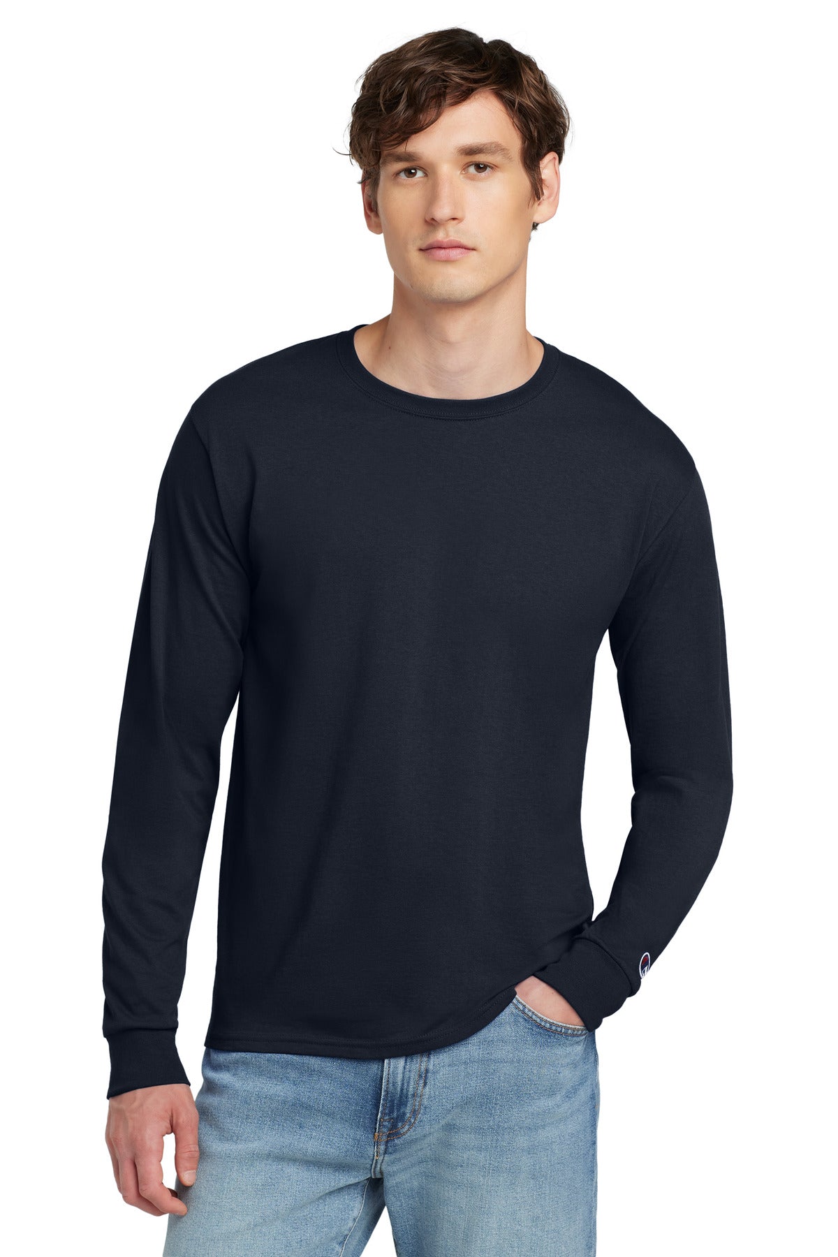 Champion  Heritage 5.2-Oz. Jersey Long Sleeve Tee CC8C - Navy