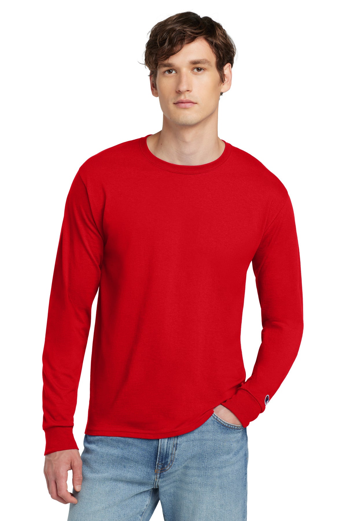 Champion  Heritage 5.2-Oz. Jersey Long Sleeve Tee CC8C - Red