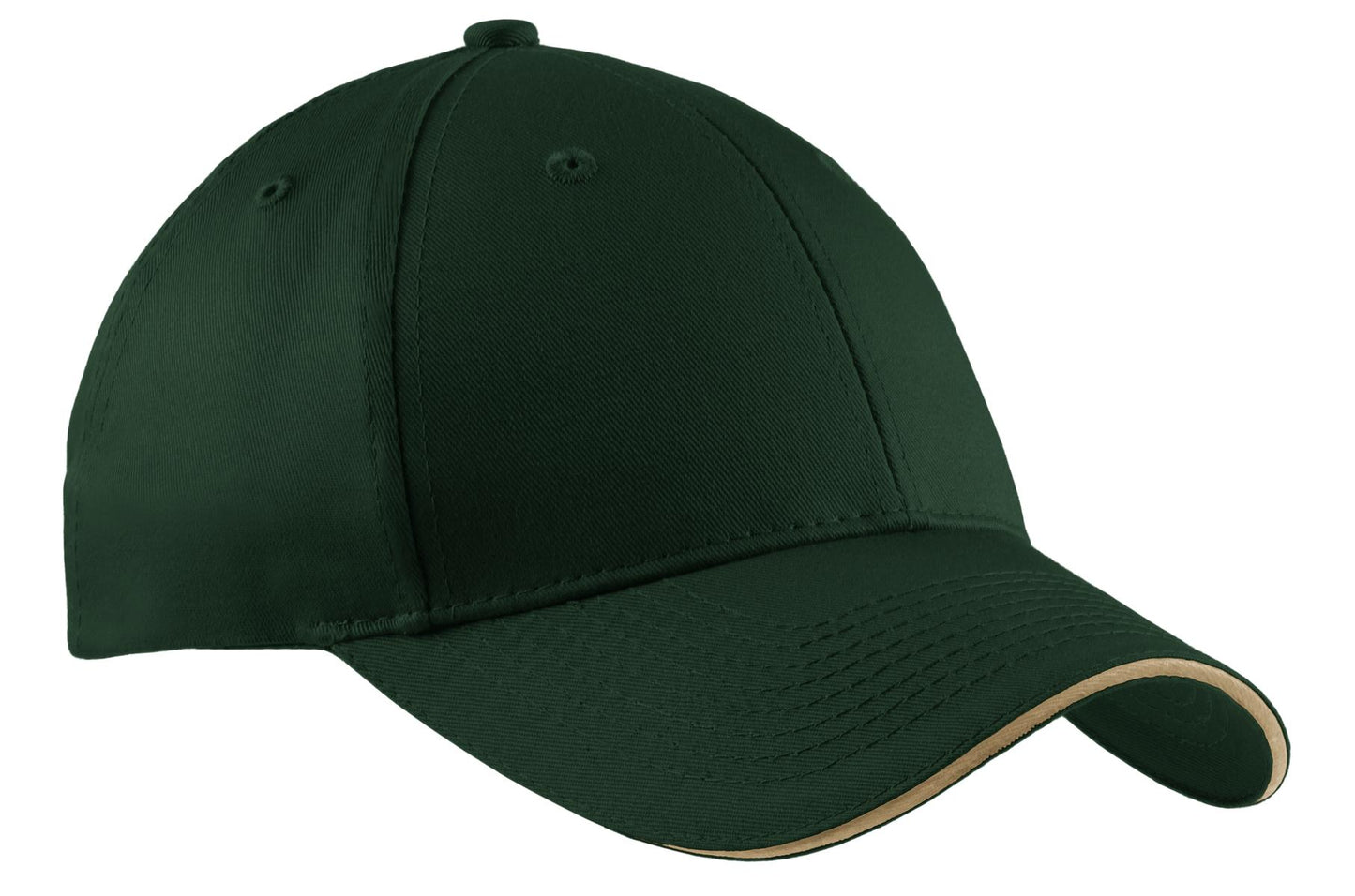Port Authority Cotton Twill Sandwich Bill Cap.  CP85 - Hunter/ Khaki