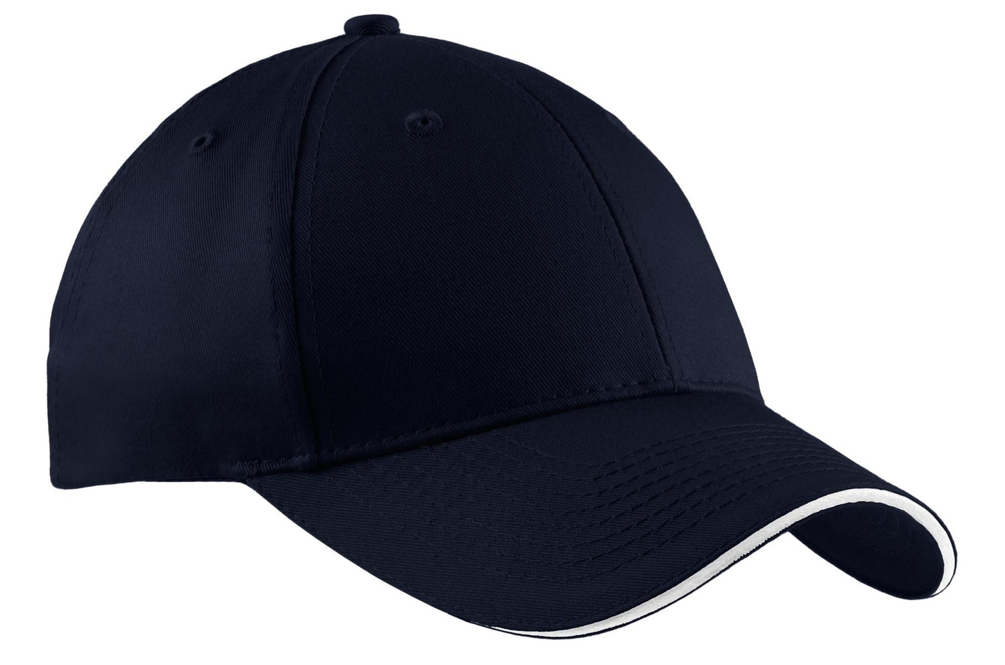 Port Authority Cotton Twill Sandwich Bill Cap.  CP85 - Navy/ White