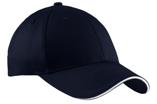 Port Authority Cotton Twill Sandwich Bill Cap.  CP85 - Navy/ White