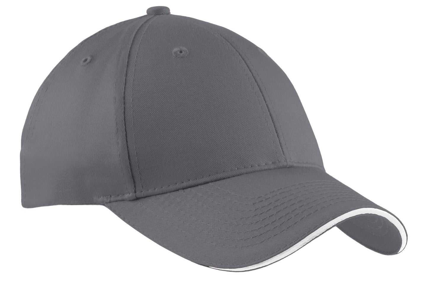 Port Authority Cotton Twill Sandwich Bill Cap.  CP85 - Charcoal/ White