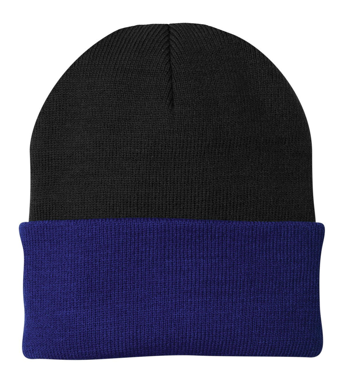 Port Authority Knit Cap.  CP90 - Black/ Athletic Royal