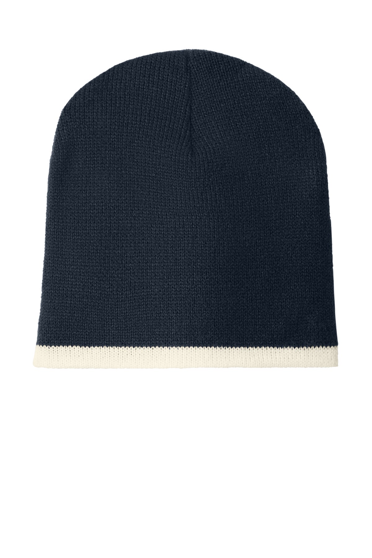 Port Authority Beanie Cap.  CP91 - Navy/ Natural
