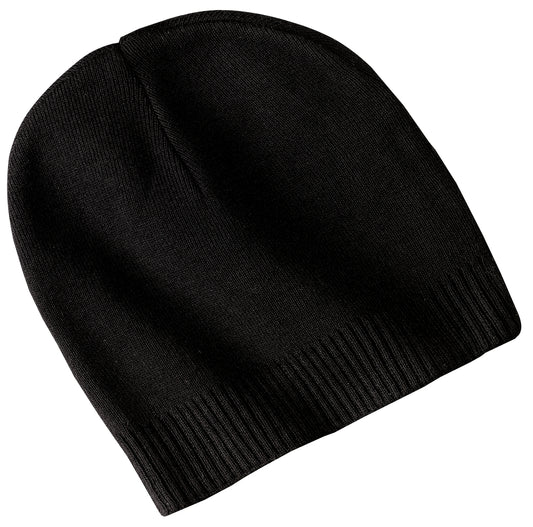 Port Authority 100% Cotton Beanie.  CP95 - Black