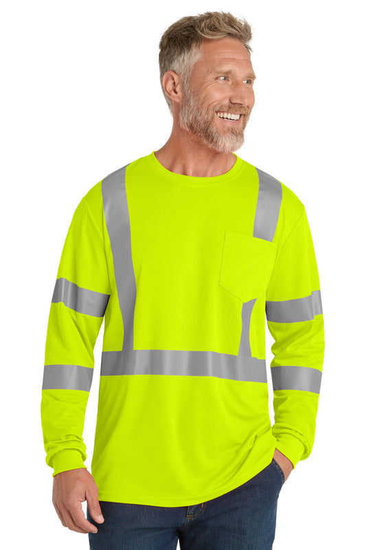 CornerStone  ANSI 107 Class 3 Mesh Long Sleeve Tee. CS203 - Safety Yellow