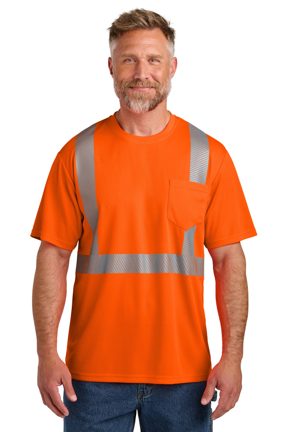 CornerStone ANSI 107 Class 2 Segmented Tape Tee CS204 - Safety Orange