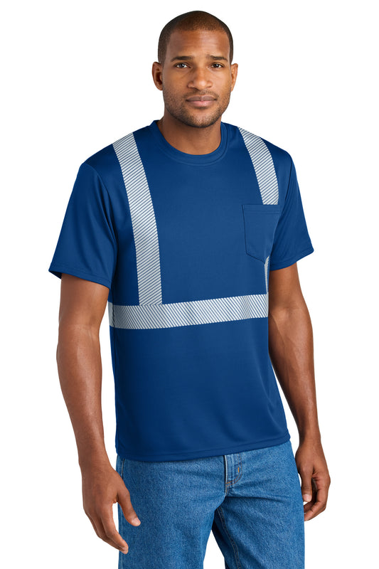 CornerStone Enhanced Visibility Segmented Tape Tee CS206 - Royal