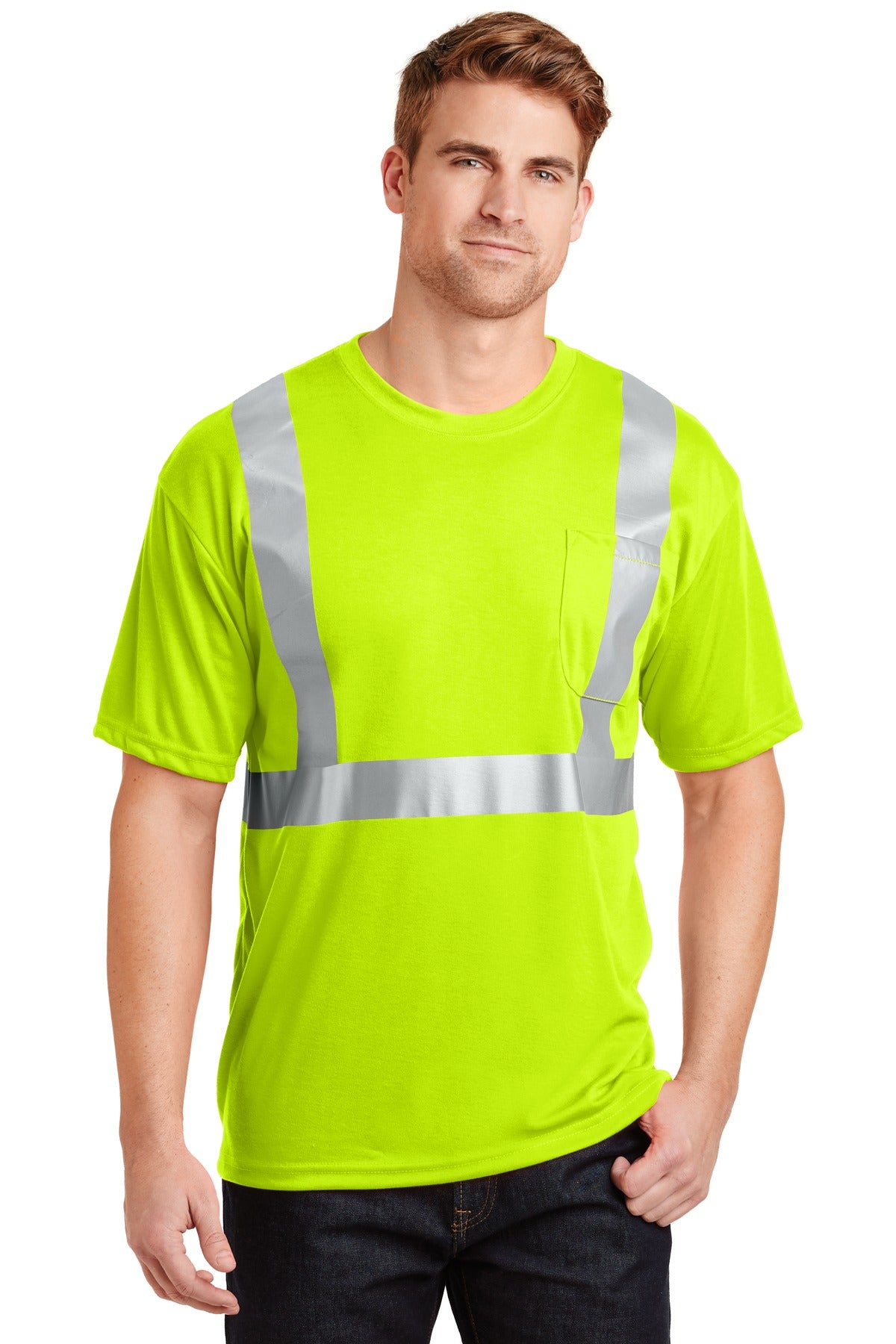 CornerStone - ANSI 107 Class 2 Safety T-Shirt.  CS401 - Safety Yellow/ Reflective