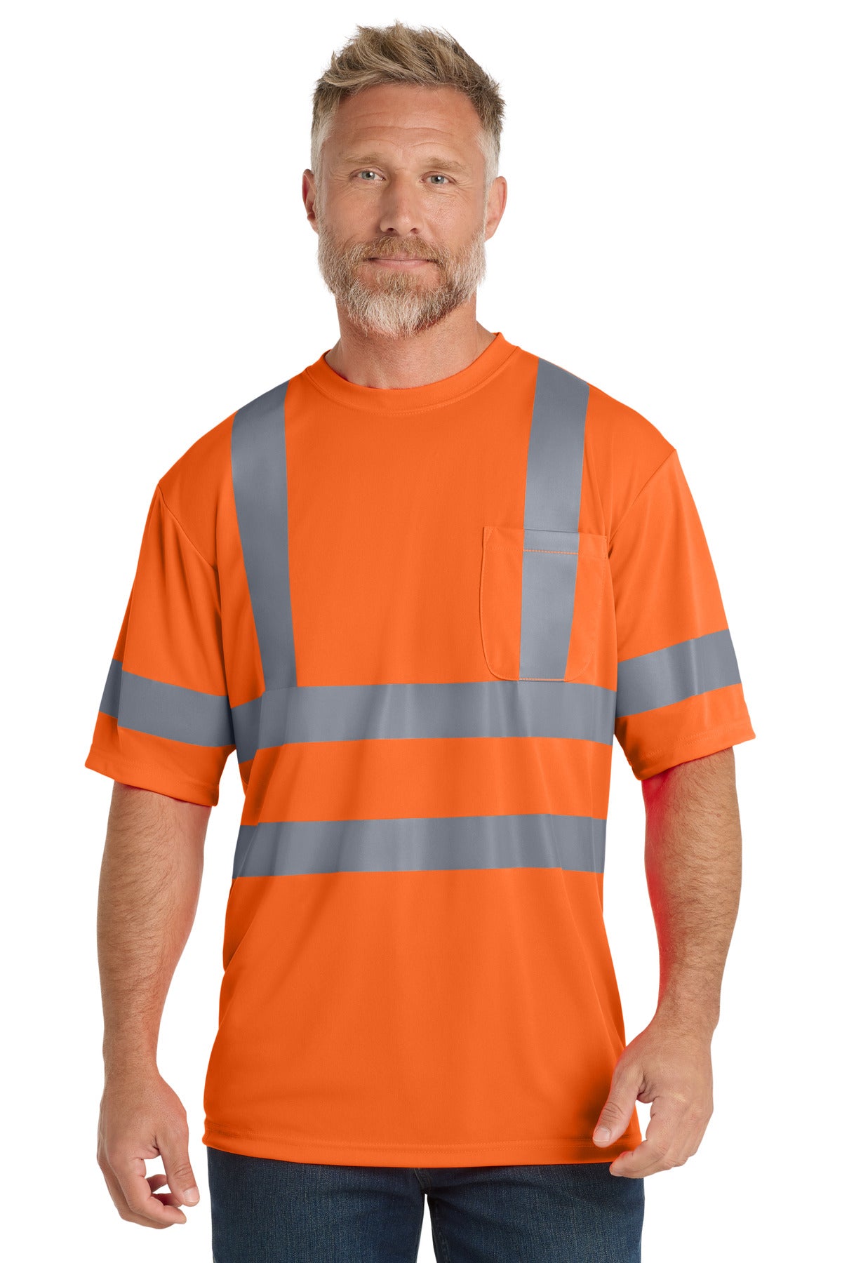 CornerStone - ANSI 107 Class 3 Short Sleeve Snag-Resistant Reflective T-Shirt. CS408 - Safety Orange
