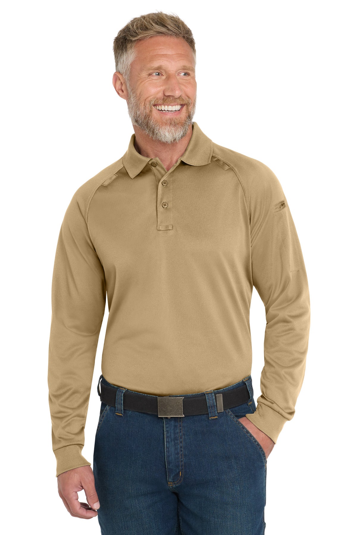 CornerStone - Select Long Sleeve Snag-Proof Tactical Polo. CS410LS - Tan