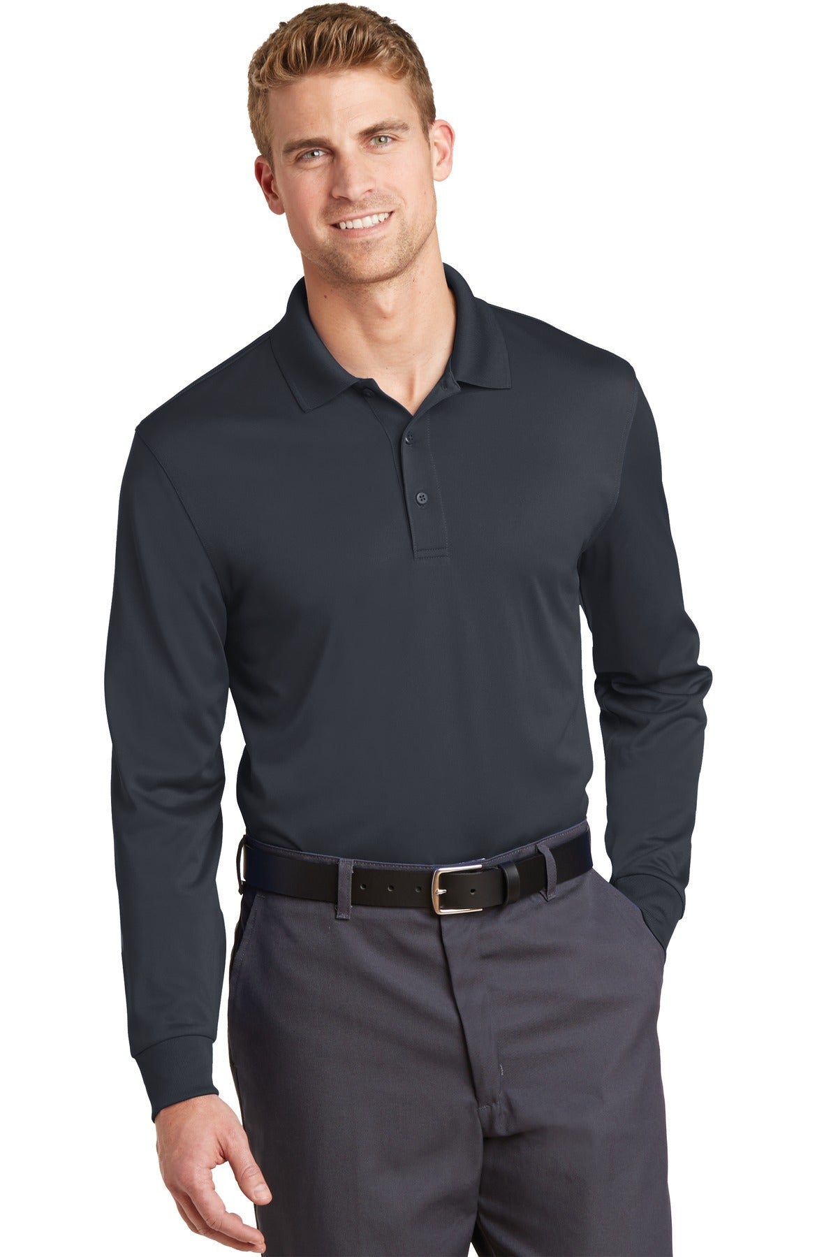 CornerStone Select Snag-Proof Long Sleeve Polo. CS412LS - Charcoal