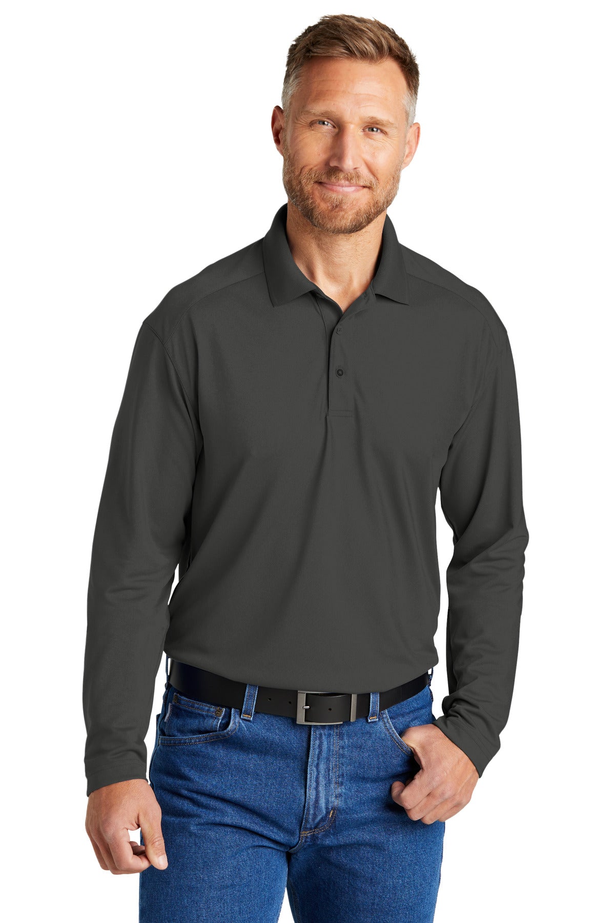 CornerStone Select Lightweight Snag-Proof Long Sleeve Polo CS418LS - Charcoal