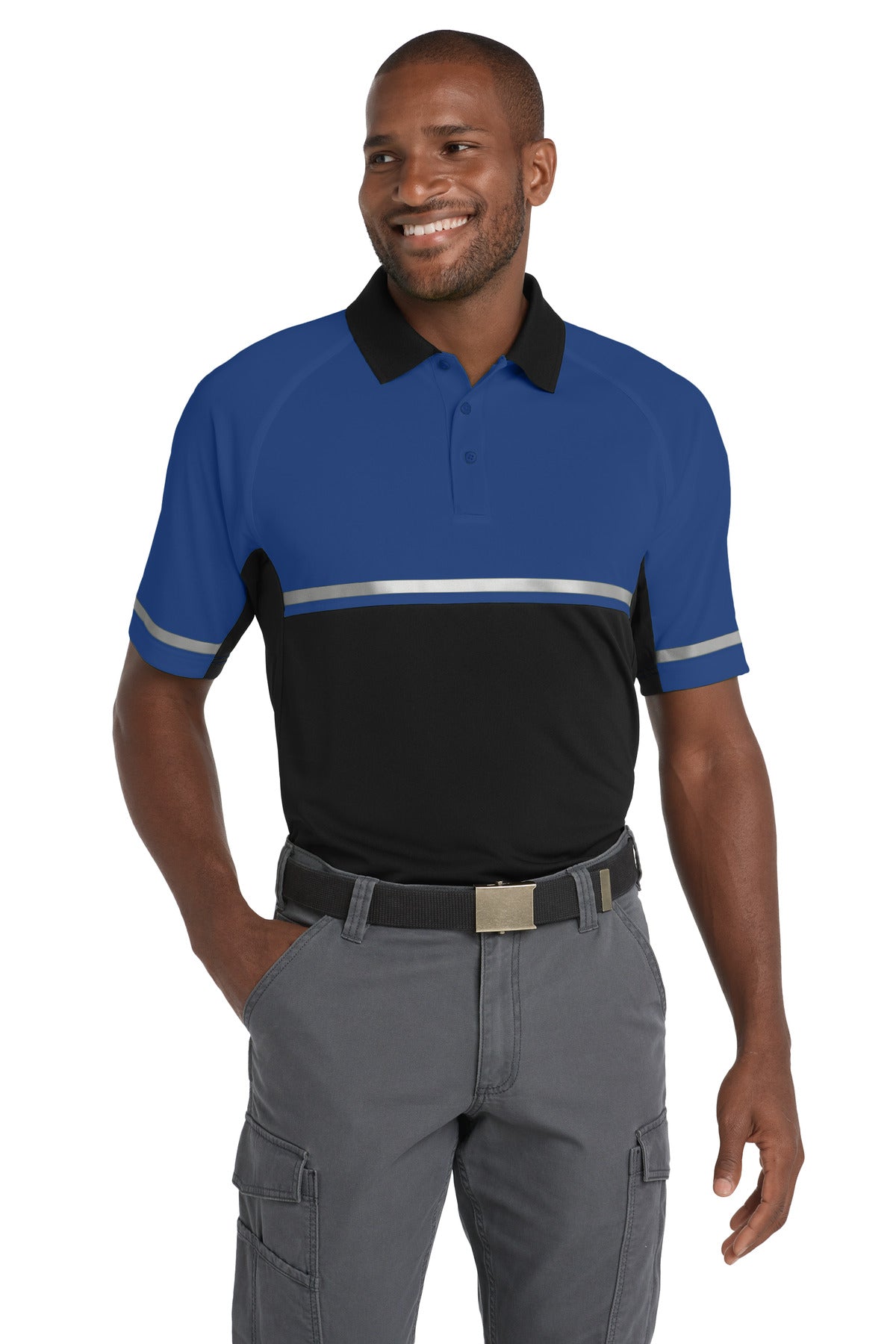 CornerStone  Select Lightweight Snag-Proof Enhanced Visibility Polo CS423 - Royal/ Black