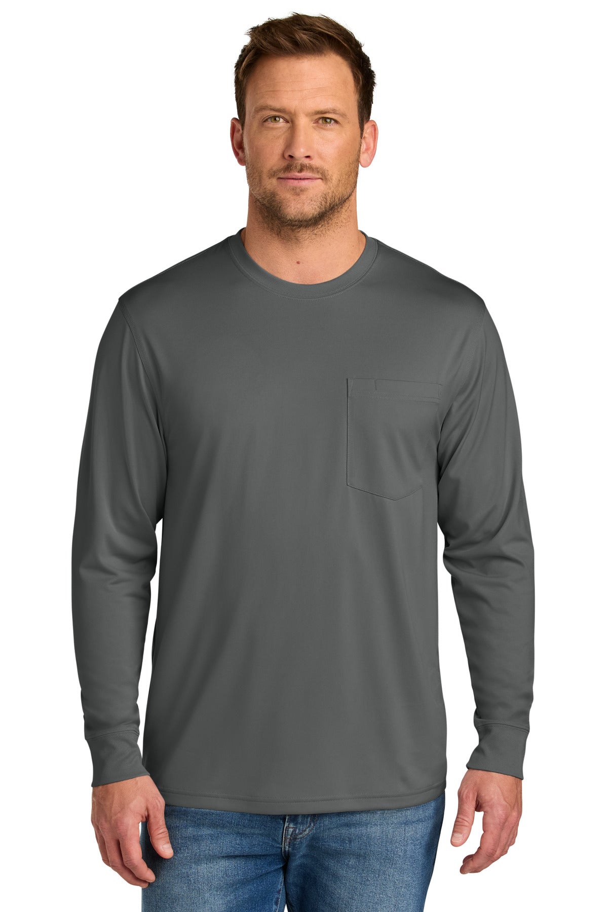 CornerStone Workwear Pro Long Sleeve Pocket Tee CS440LSP - Metal Grey