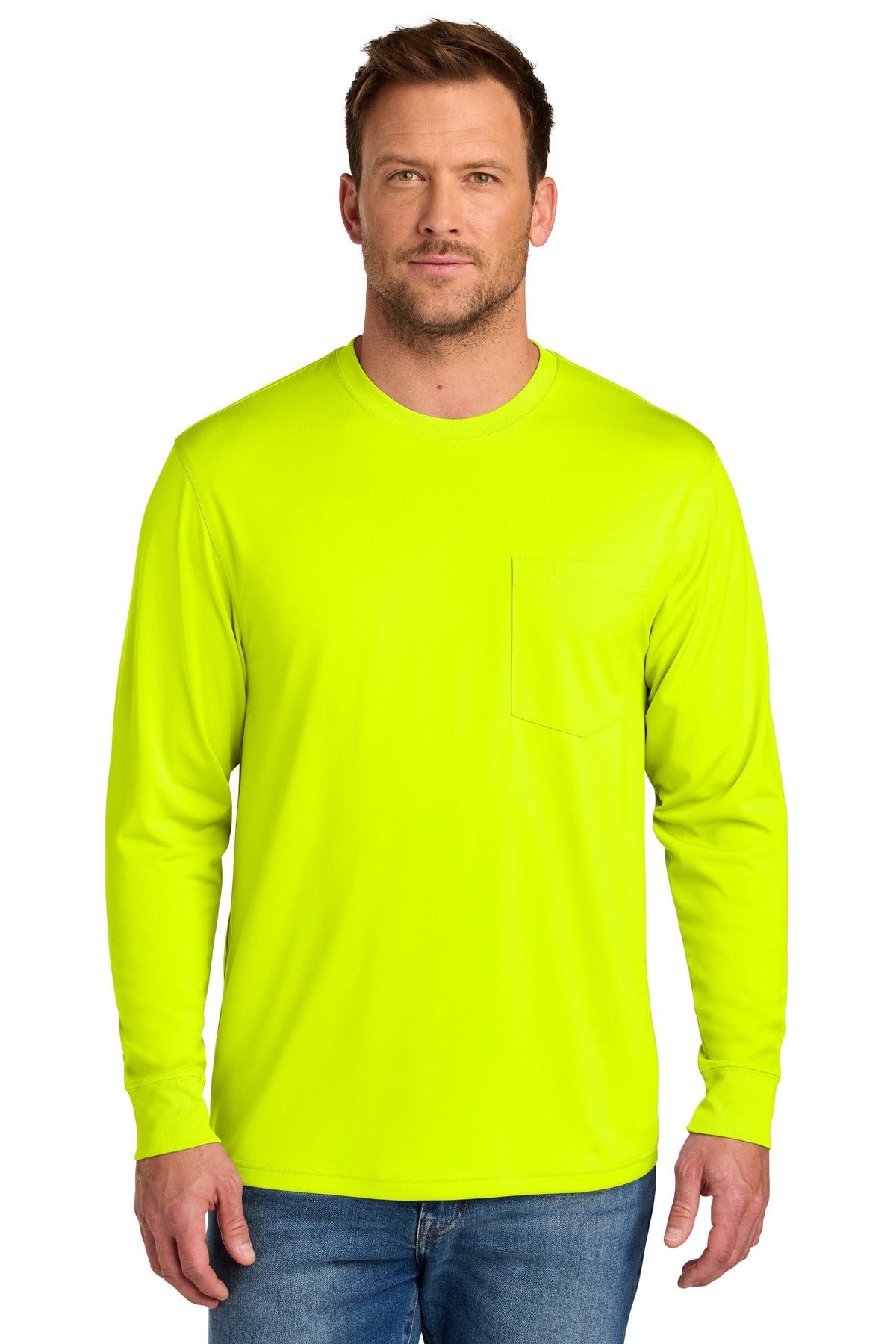 CornerStone Workwear Pro Long Sleeve Pocket Tee CS440LSP - Safety Yellow