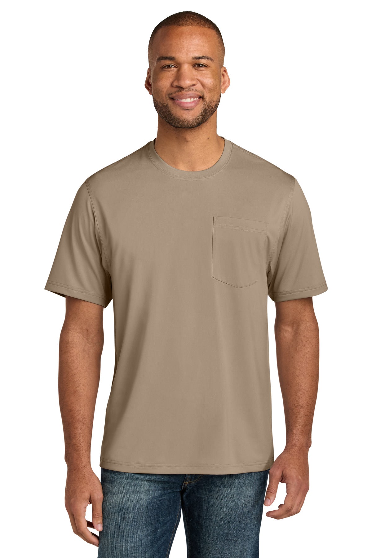CornerStone Workwear Pro Short Sleeve Pocket Tee CS440P - Silver Tan