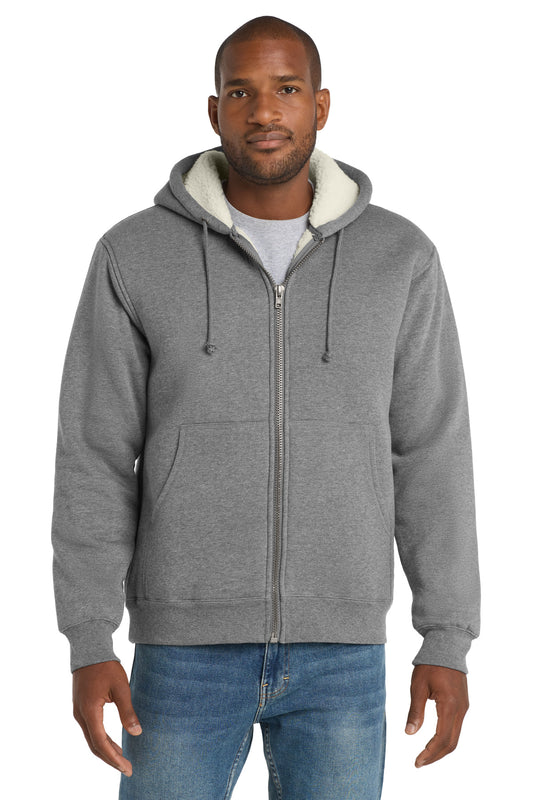 CornerStone Heavyweight Sherpa-Lined Hooded Fleece Jacket. CS625 - Grey