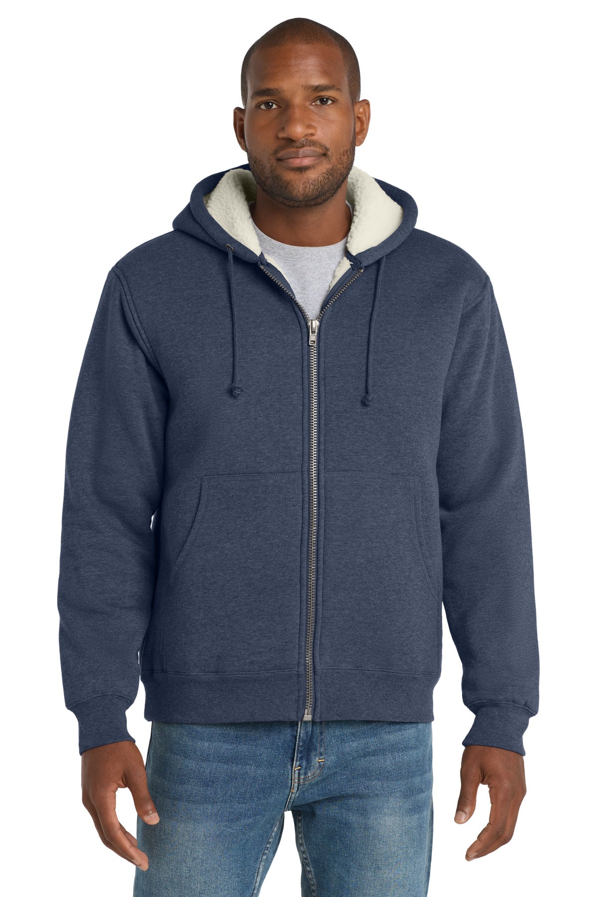 CornerStone Heavyweight Sherpa-Lined Hooded Fleece Jacket. CS625 - Navy