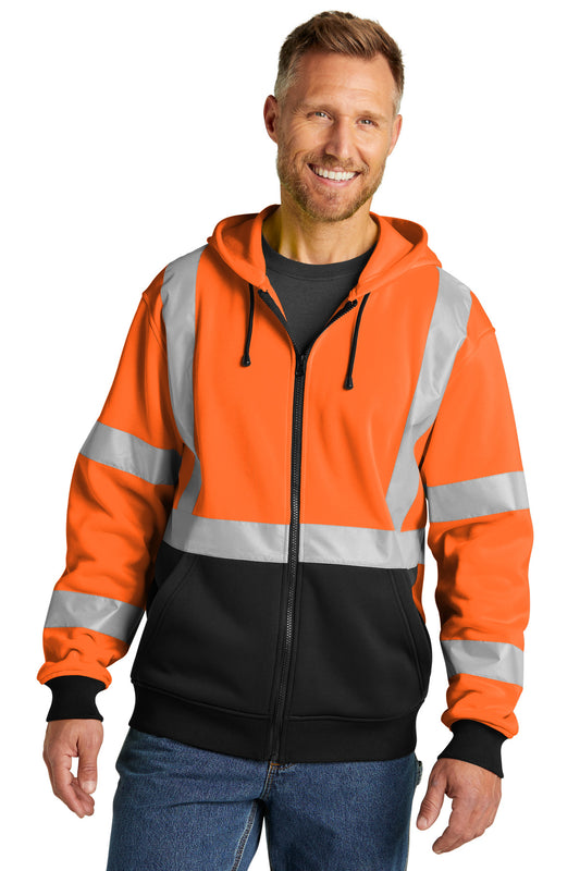 CornerStone A107 Class 3 Heavy-Duty Fleece Full-Zip Hoodie CSF300 - Safety Orange