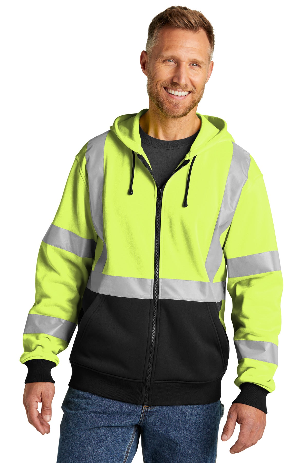 CornerStone A107 Class 3 Heavy-Duty Fleece Full-Zip Hoodie CSF300 - Safety Yellow