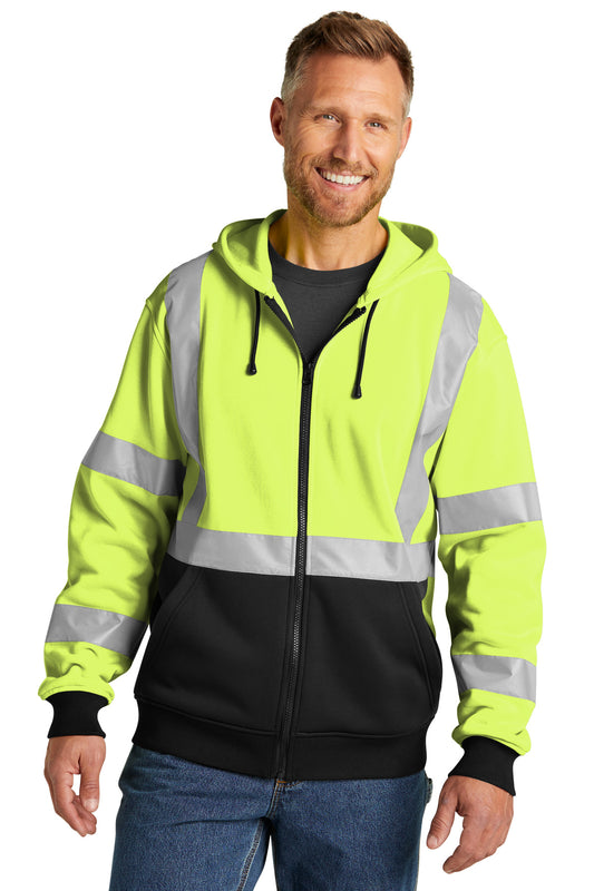 CornerStone A107 Class 3 Heavy-Duty Fleece Full-Zip Hoodie CSF300 - Safety Yellow