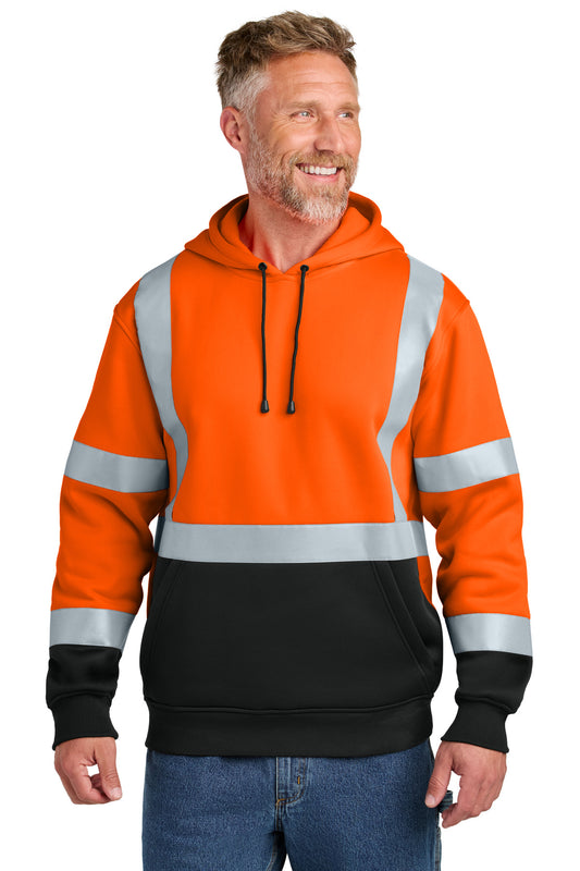 CornerStone ANSI 107 Class 3 Heavy-Duty Fleece Pullover Hoodie CSF301 - Safety Orange